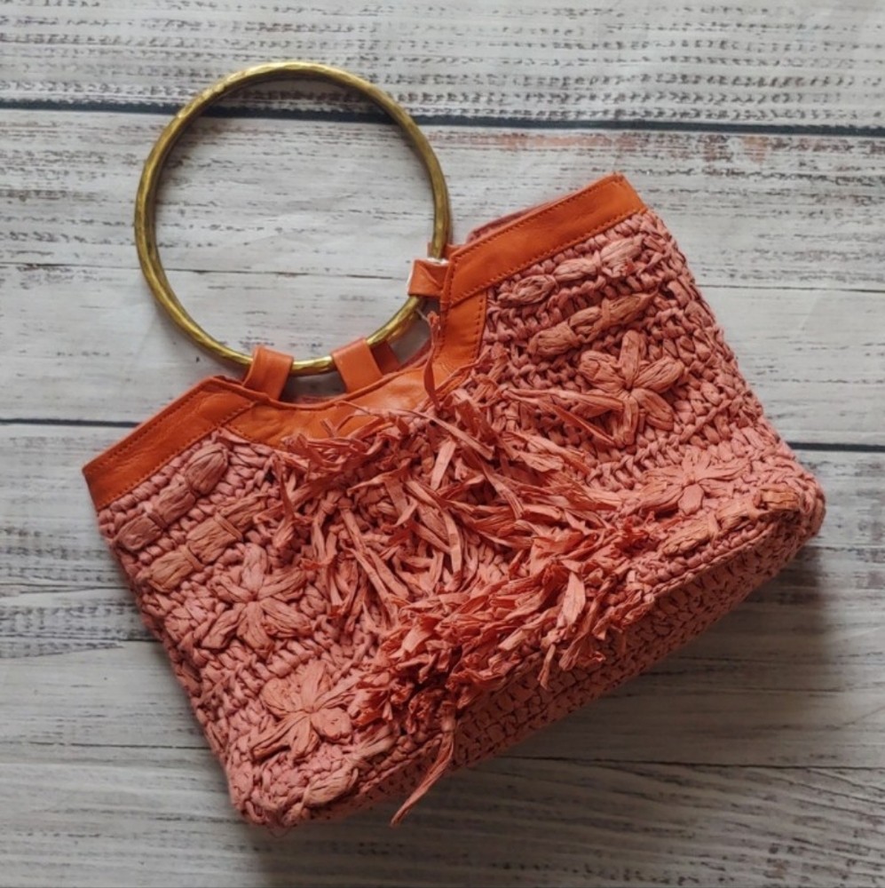 Anthropologie Peachy Straw Bag Raffia Spring EX
